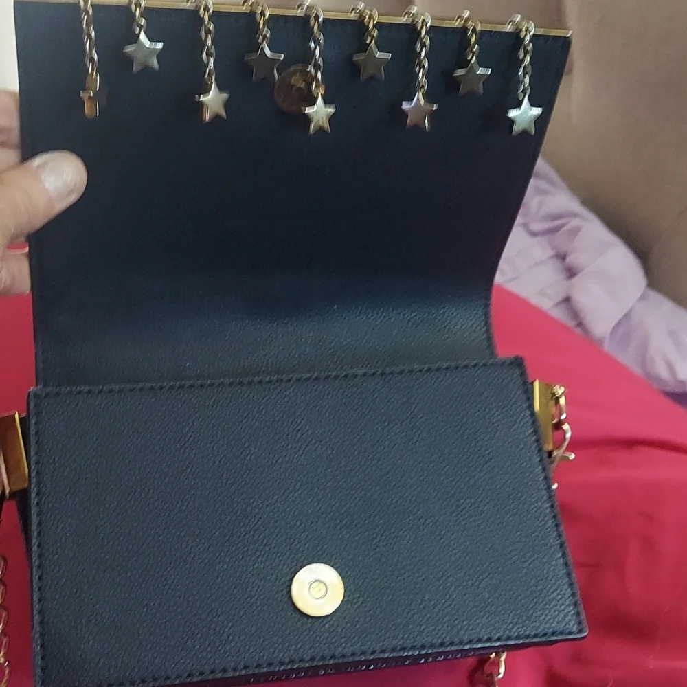 Charles and Keith deep blue star Gold Chain Crossbody Shoulder Jag